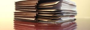 stack of legal documents on a table